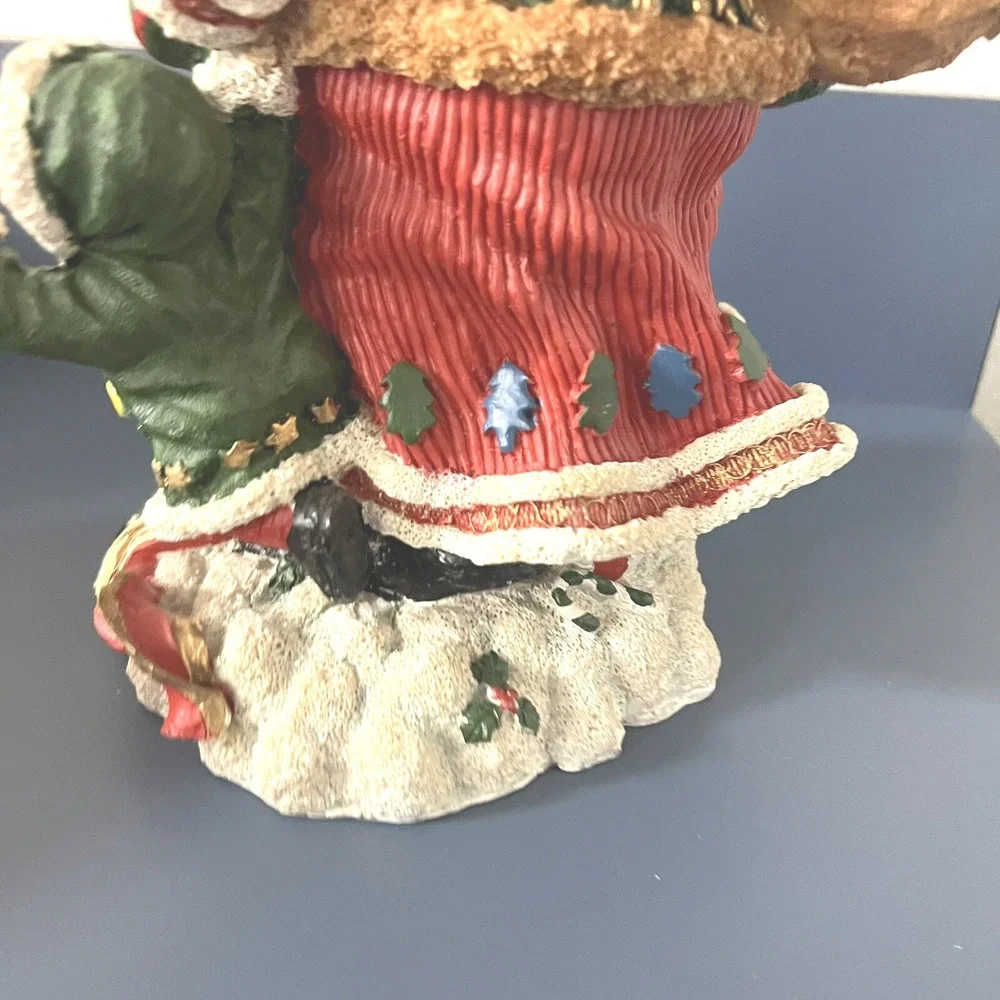 Santa Claus Christmas Resin Decor With Child And Toy Sack Hand Painted 10 Inches